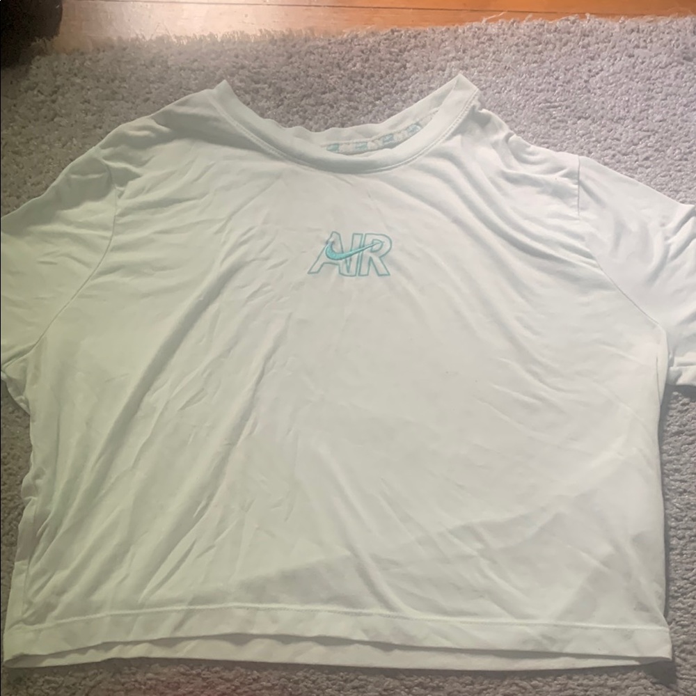 Nike Slim Fit Tee in Light Gray with Blue Accents